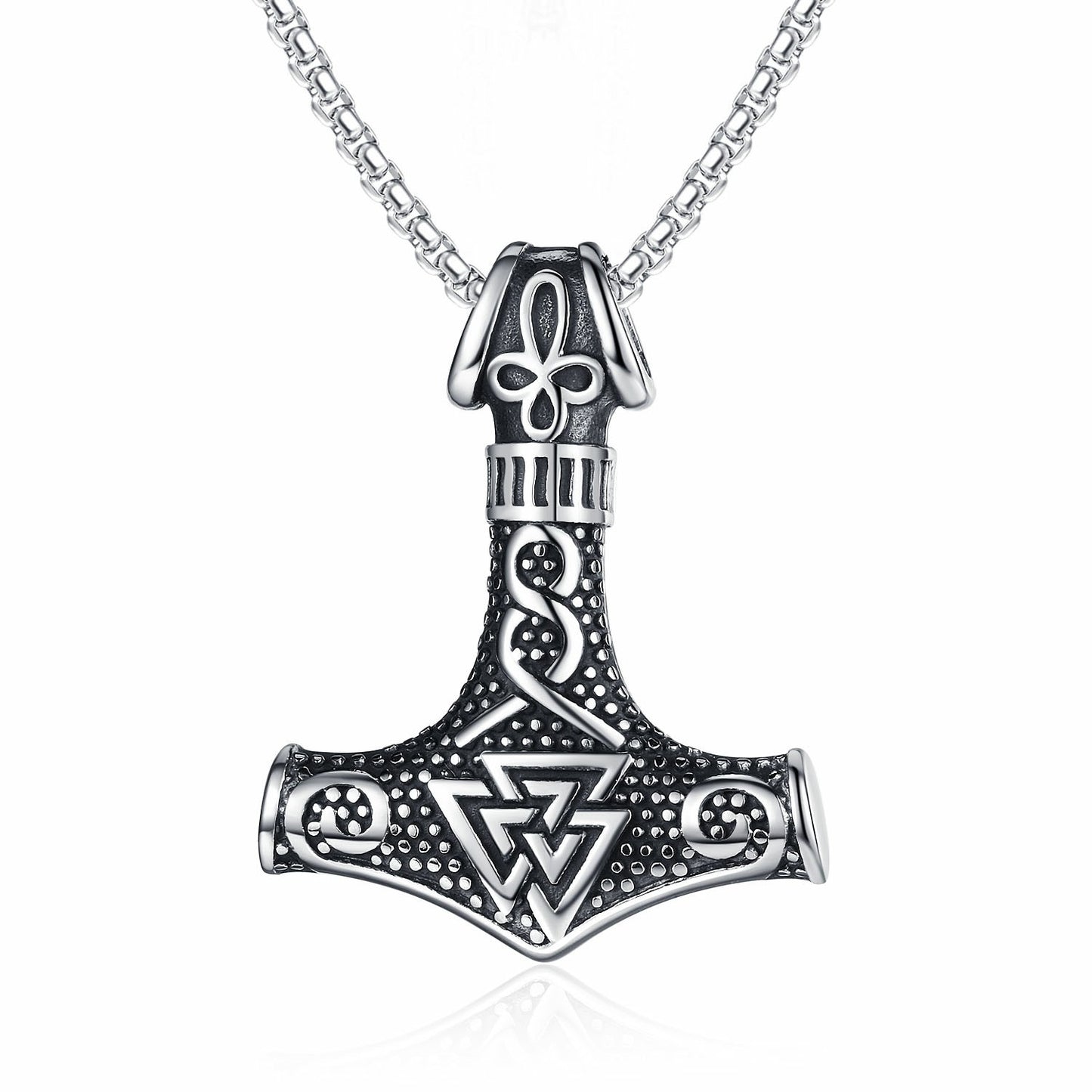 Steel Necklace – Statement Viking Odin Celtic Knot Thor Hammer Amulet Pendant For Everyday Wear Planderful