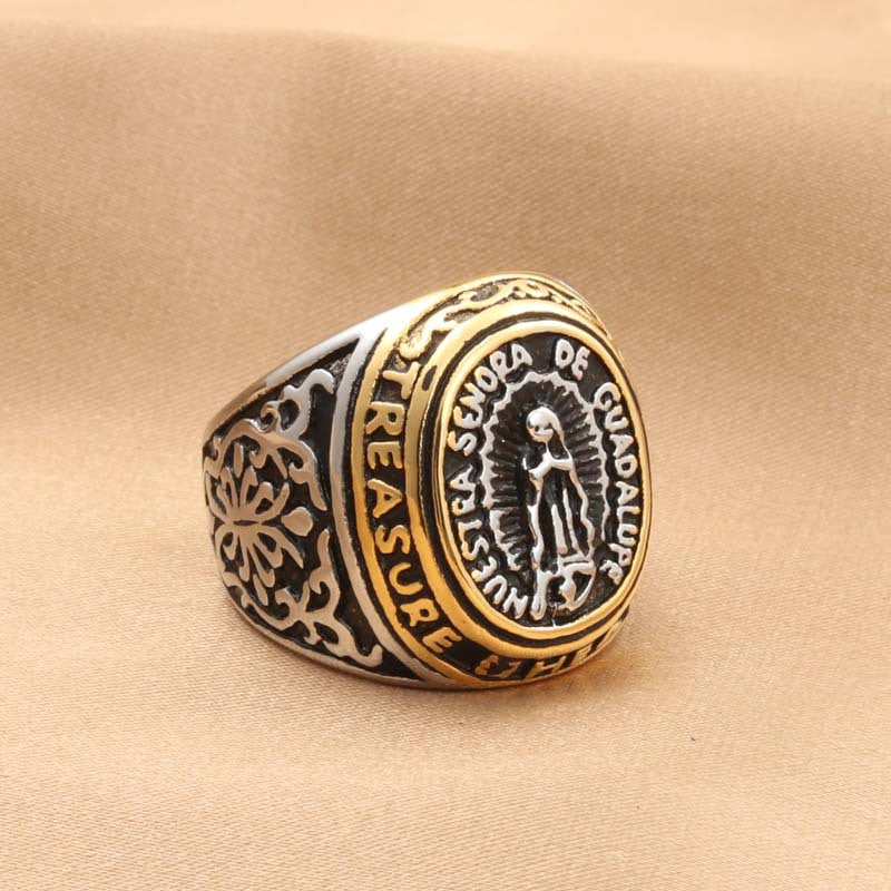 Titanium Steel Islamic Virgin Ring for Men - Retro Trendy Letter Accessory from Manufacturer