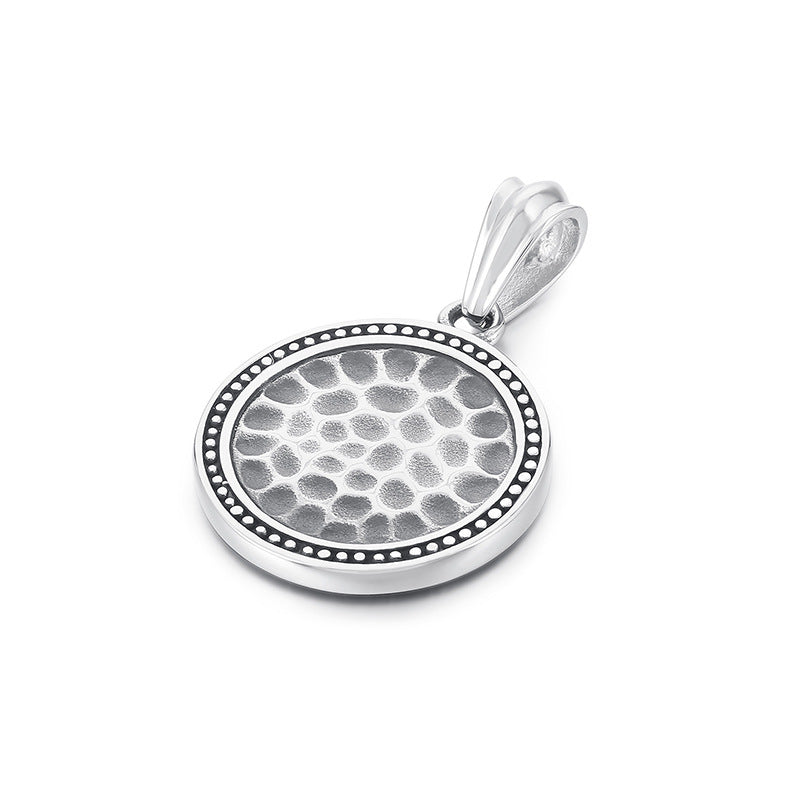 custom vintage hammer-style stainless steel men's pendant with unique knock pattern