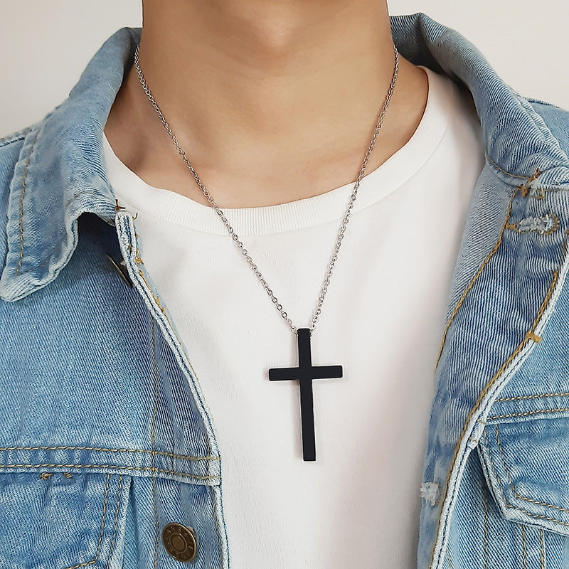 Cross-Border Supply Cross Necklace Stainless Steel Pendant
