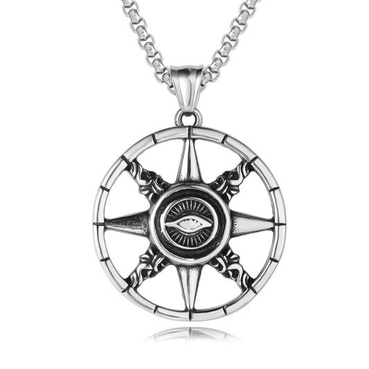 Planderful Titanium Steel Eye Pendant Unisex Durable Retro Protection Symbol Jewelry For Men And Women