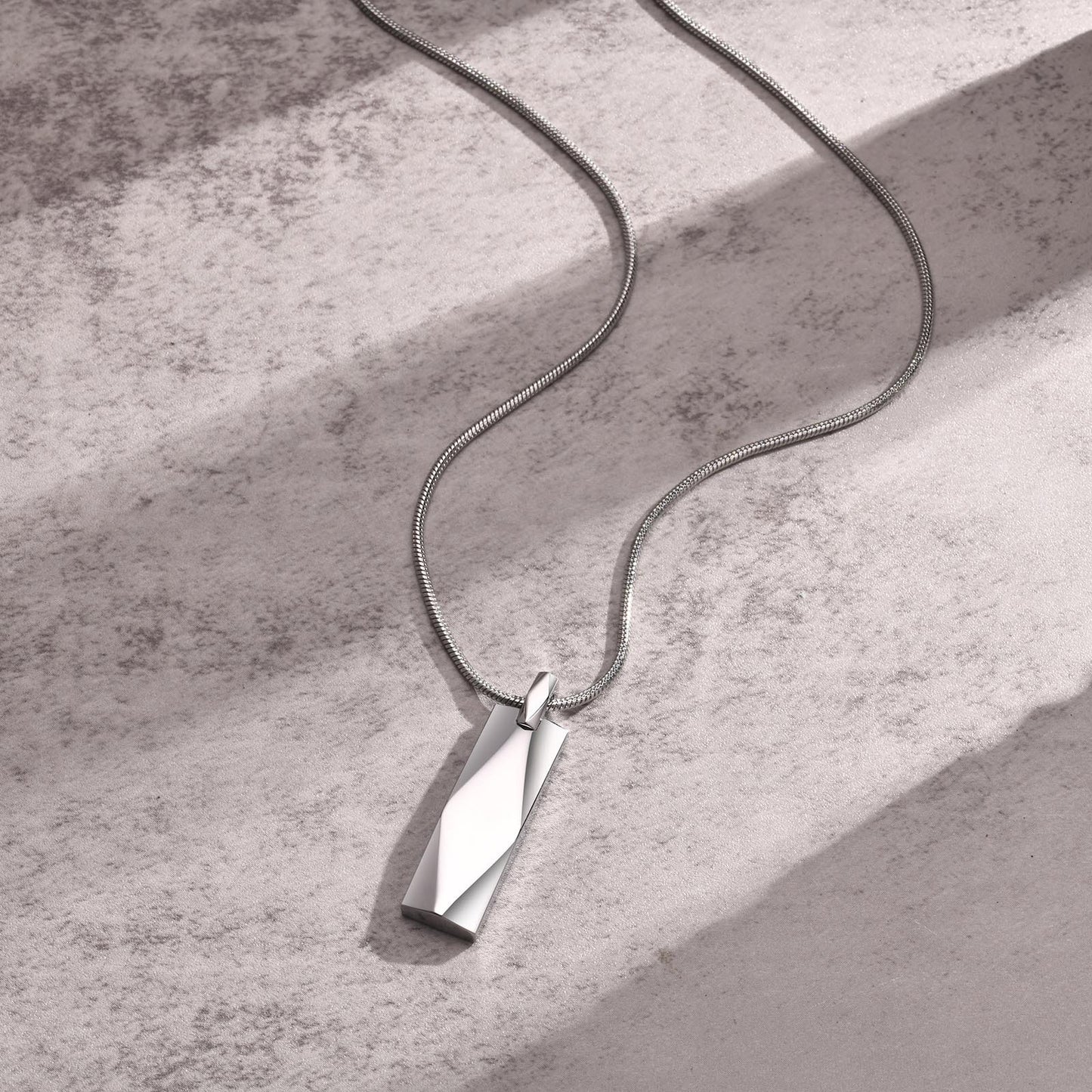 Stainless Steel Rectangular Strip Geometric Necklace for Men