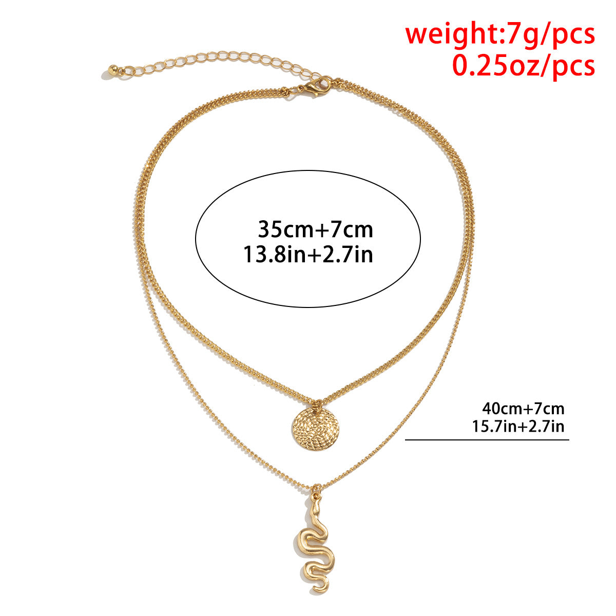 Planderful Snake Necklace Double Layer Geometric Curved Chain For Women Statement Jewelry