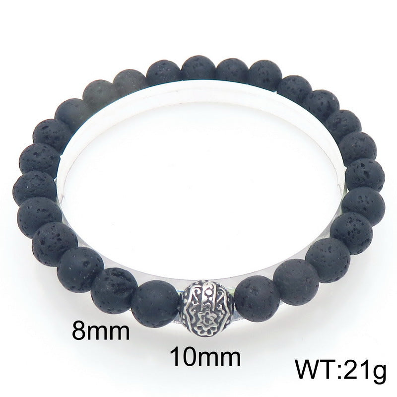 Planderful Genie Beaded Volcanic Stone Men Bracelet