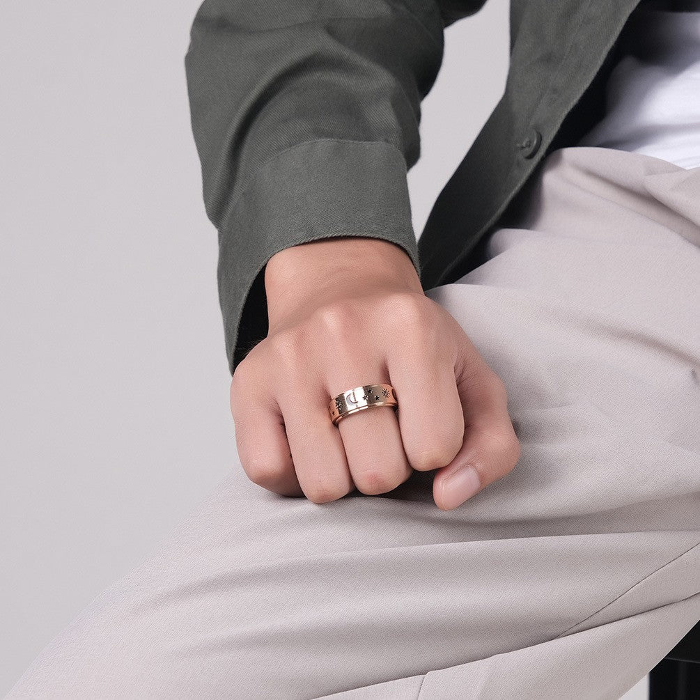 European And American Wind Stars Moon Sun Stainless Steel Ring