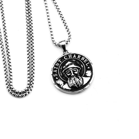 European And American Retro Men's And Women's Pendants Stainless Steel Saint Chapelle Double-Sided Medal Pendant