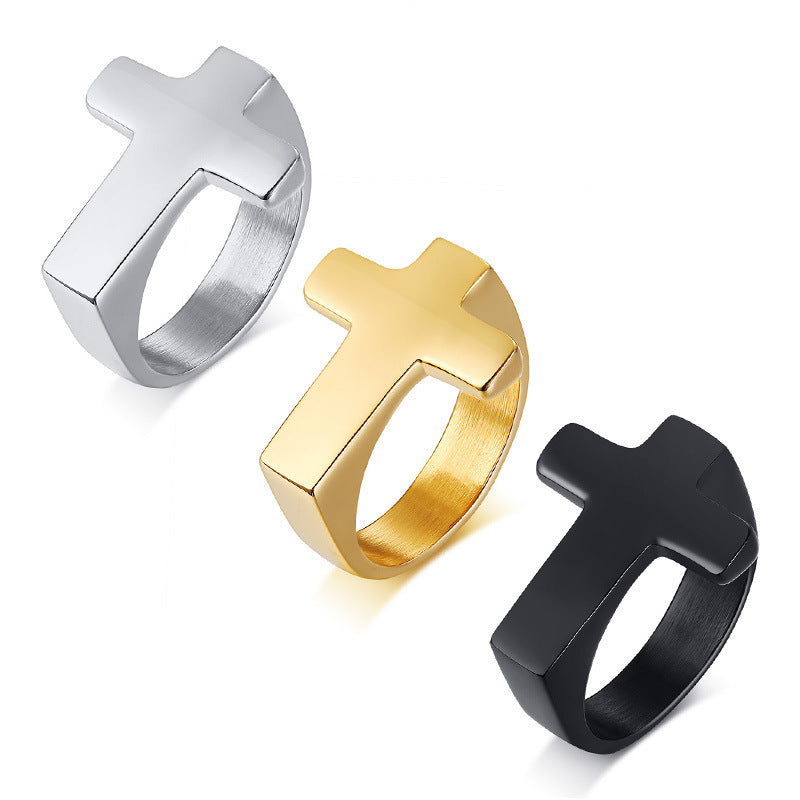 Titanium Steel Popular Jewelry Cross Casting Ring Wholesale