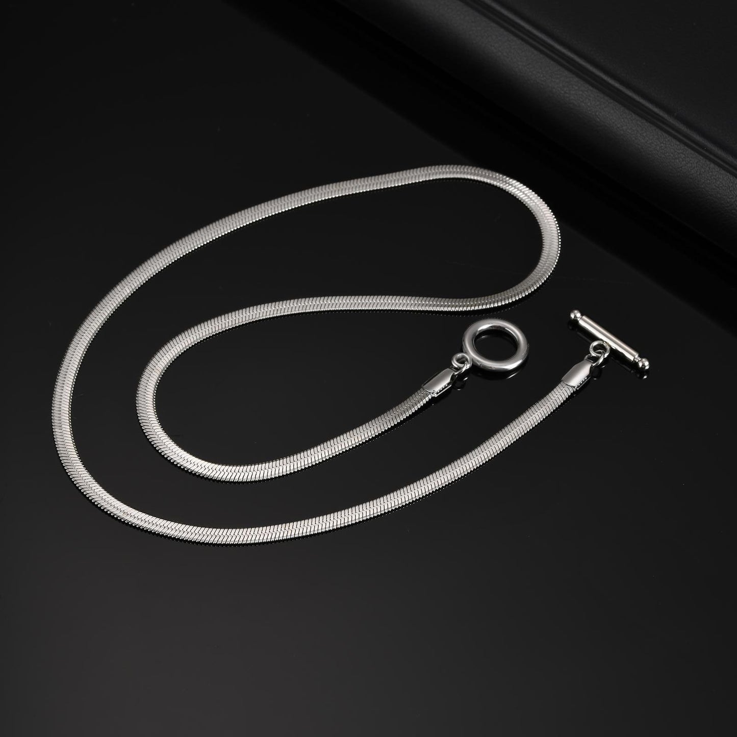 Stainless Steel Toggle Clasp 4mm Wide Blade Chain Necklace Men's