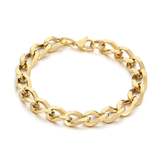 Planderful Unisex Titanium Cuban Bracelet 18K Gold Plated