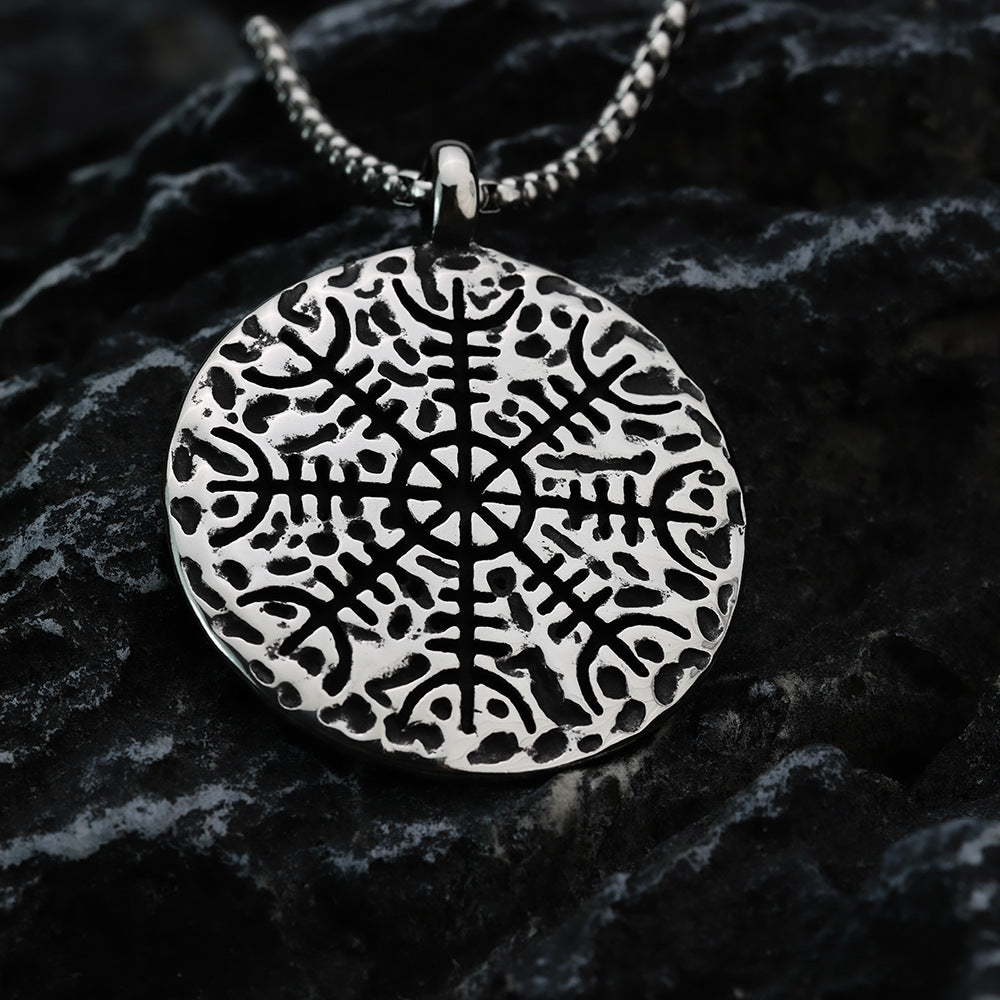 European And American Retro Stainless Steel Men's Pendant Personalized Viking Compass Necklace