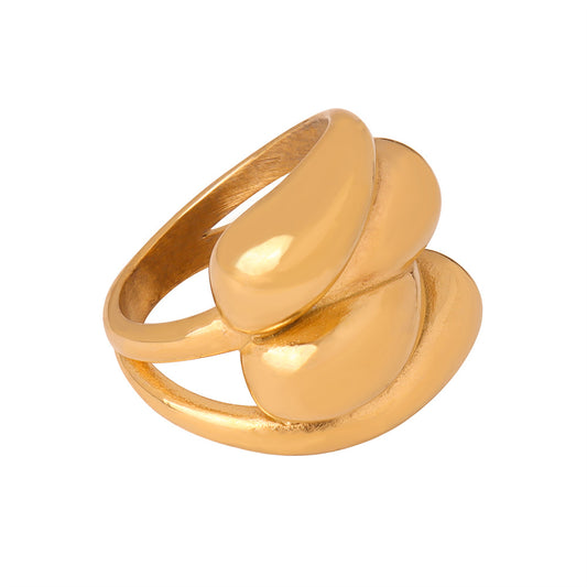 Modern Elegance: Luxury Gold-Plated Titanium Steel Ring - Size 6-8