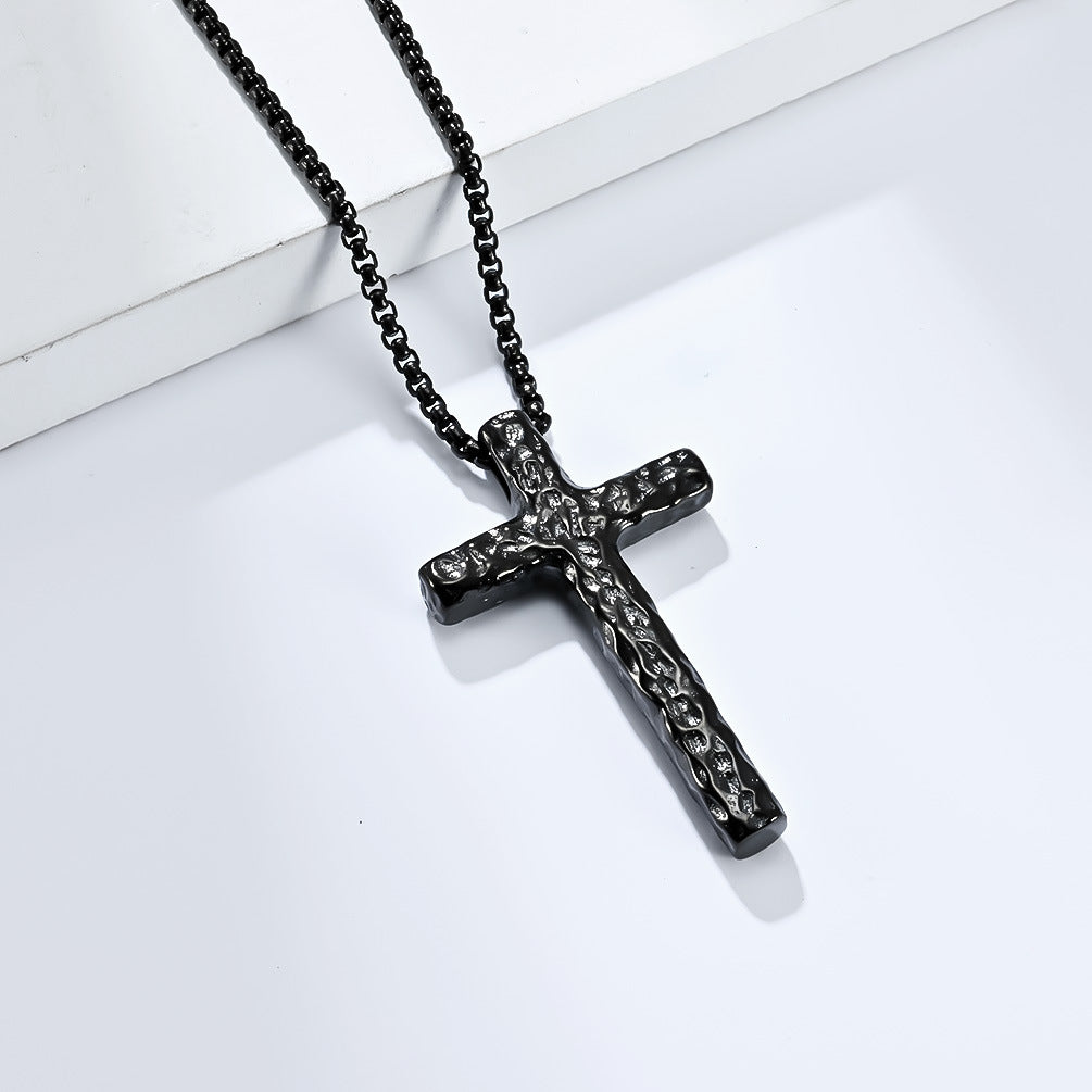 Elegant Titanium Steel Cross Necklace for Discerning Men