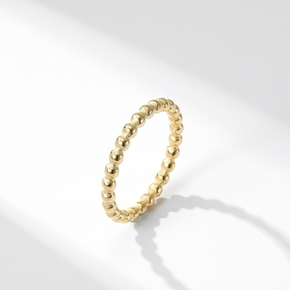Planderful Everyday Genie Titanium Steel Stackable Ring For Women Beaded Round Beads Minimal Bold Jewelry