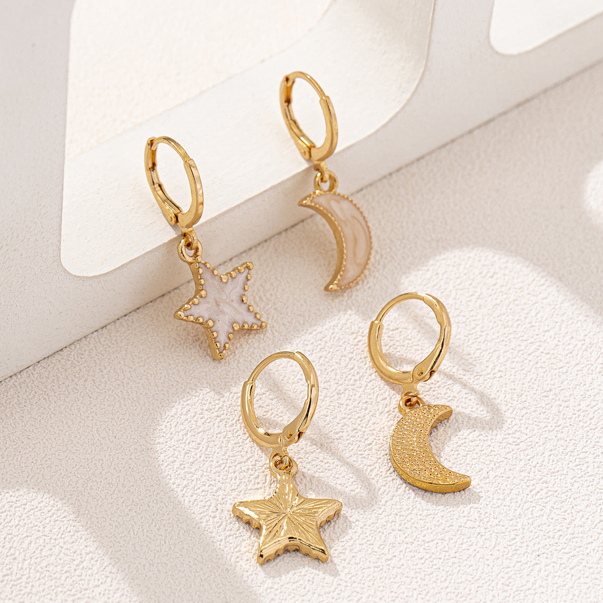 Planderful Vienna Verve Earrings Set – Fashionable Star Moon Design