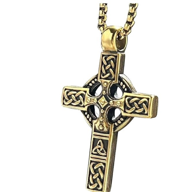 Celtic Cross Stainless Steel Men's Pendant Necklace