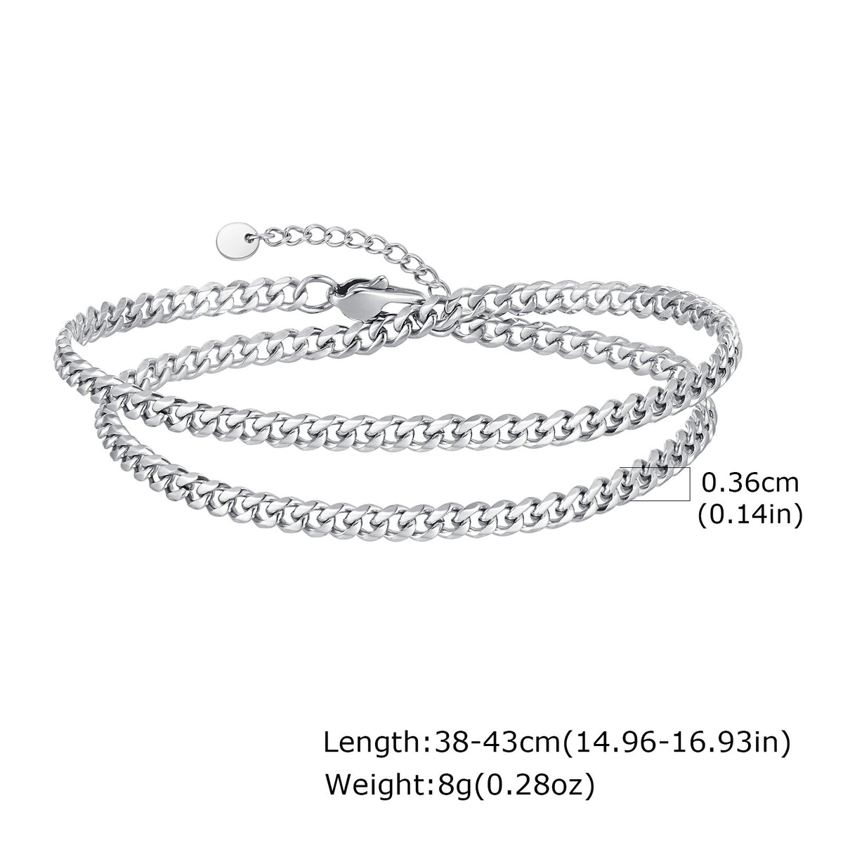 Simple Six-Sided Grinding Chain Stainless Steel Bracelet for Men