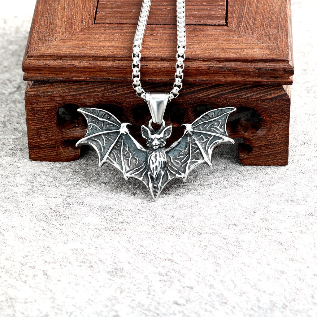 Gothic Bat Stainless Steel Pendant Necklace