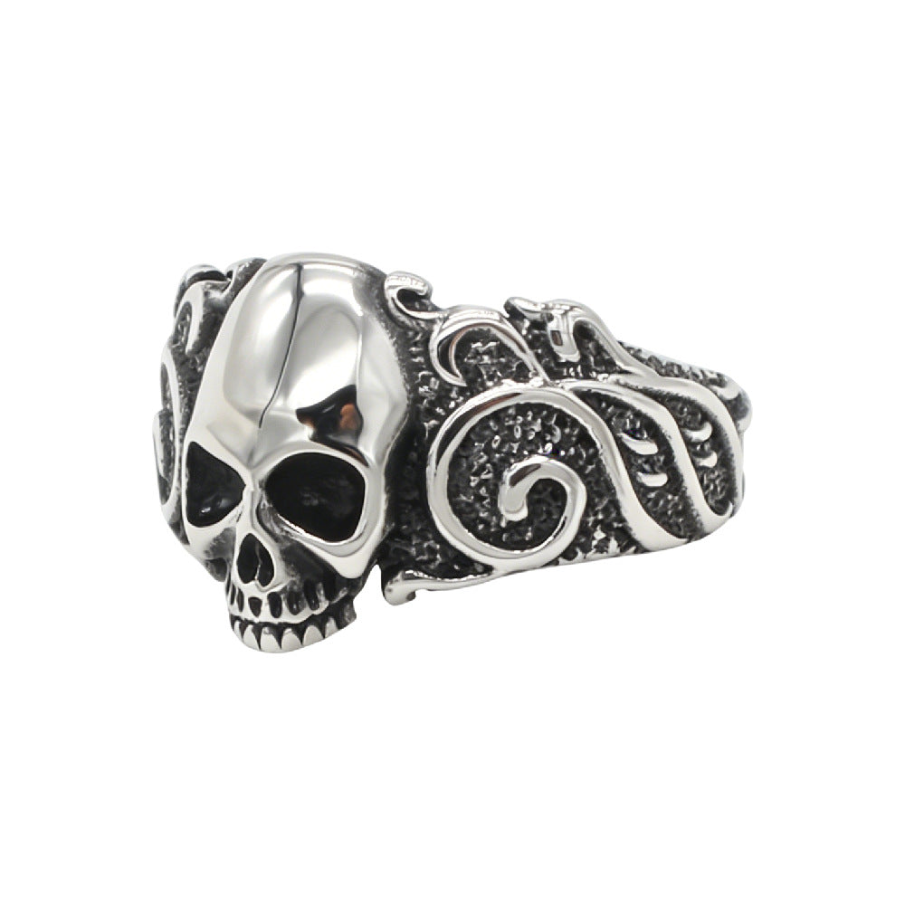 Planderful Skull Ring Titanium Steel Unisex Retro Protector Statement Men European Style Everyday Genie
