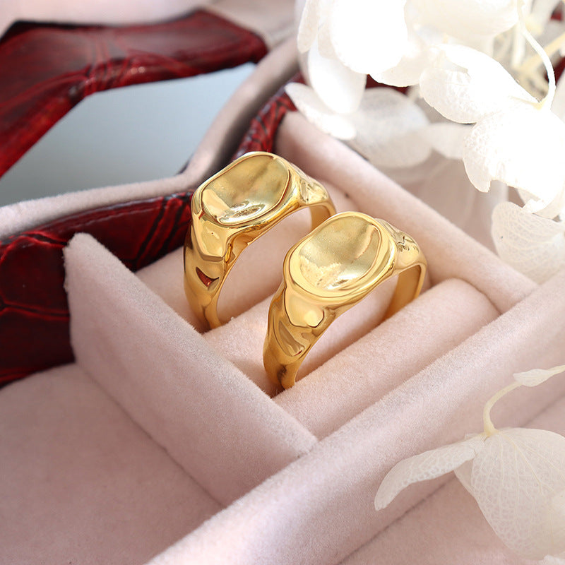 Golden Glow Stainless Steel European Style Chic Ring