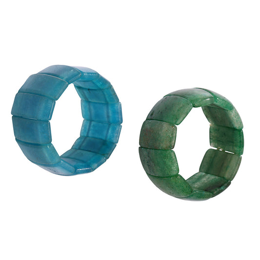 Planderful Jadeite Green Wide Faced Elastic Bracelet Women