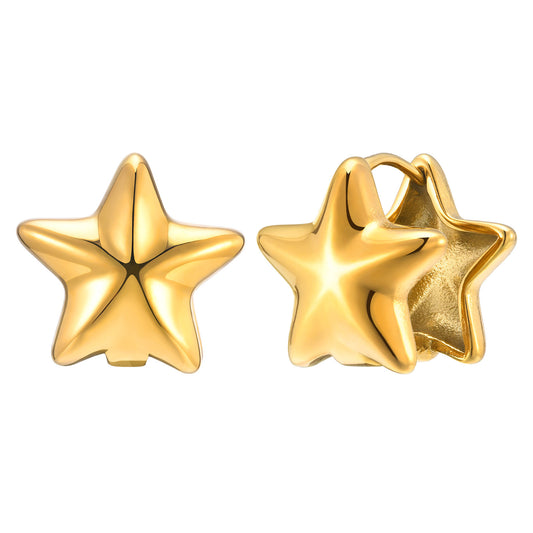 Fashion Personality INS Star Titanium Steel 18K Gold Earrings