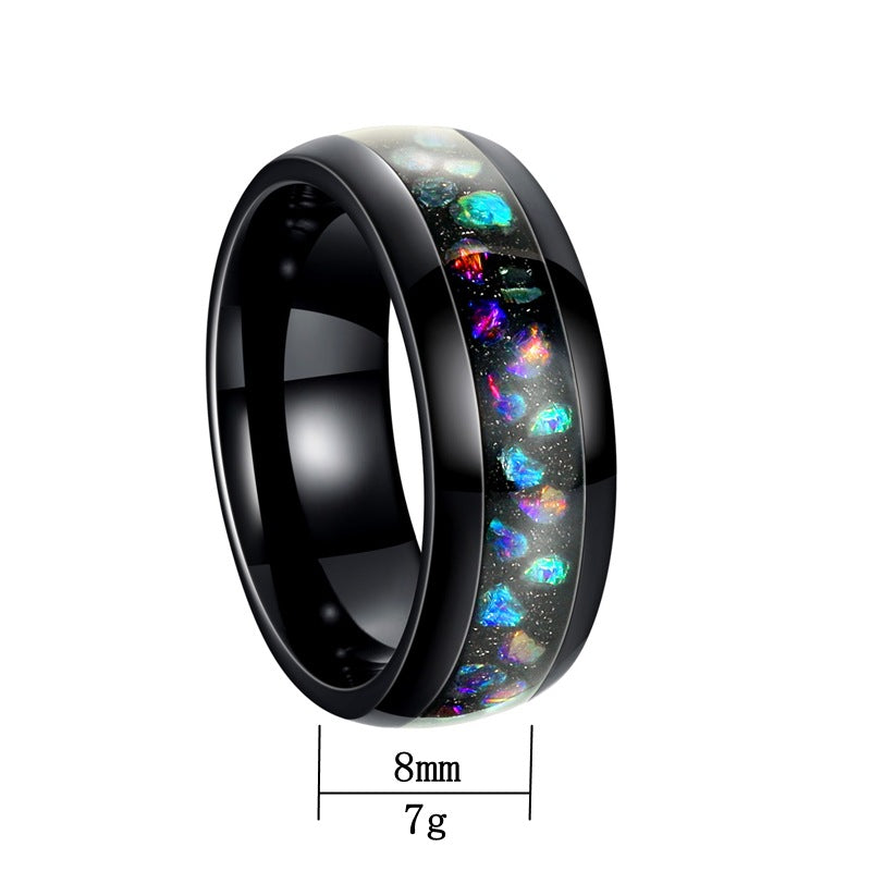 Planderful Everyday Genie Titanium Steel Ring 8mm Unisex Couple Wedding Band Star Design Durable