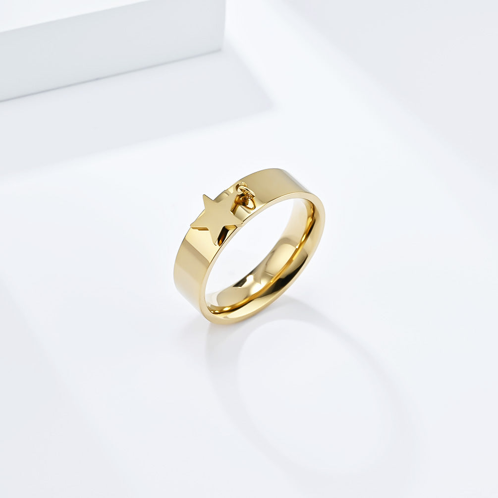 Cross-Border Neutral Wind Star Moon Butterfly Cross Titanium Steel Ring for Men and Children