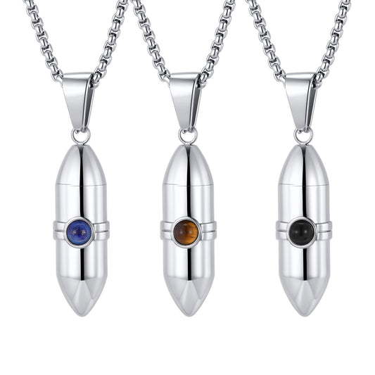 Hip Hop Metal Model Cartridge Case Stainless Steel Lapis Lazuli Bullet Box Pendant Can Be