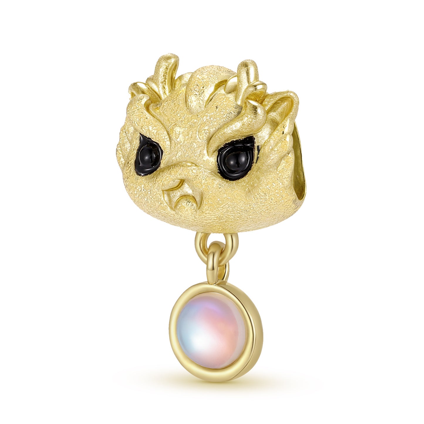 Planderful Jewelry Moonstone Dragon Beaded Bracelet In Sterling Silver With 14K Gold Plating