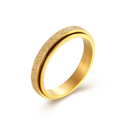 Planderful Unisex Pearl Sand Titanium Steel Rotating Ring For Men And Women Wedding Proposal Jewelry