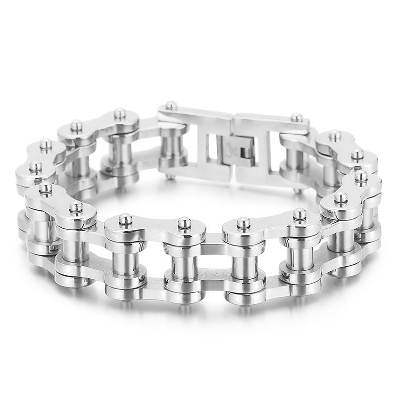 Titanium Steel Men's Bicycle Bracelet - 18mm Hip-Hop Rock Style Locomotive Chain for European and American Men