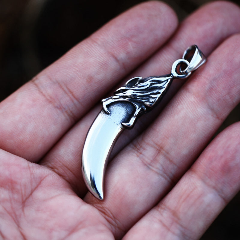 Retro Titanium Steel Wolf Tooth Pendant for Men - Wholesale Jewelry Collection