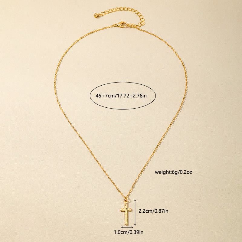 Planderful Vienna Verve Necklace – Stylish Simple Design with Gold Textured Cross Pendant