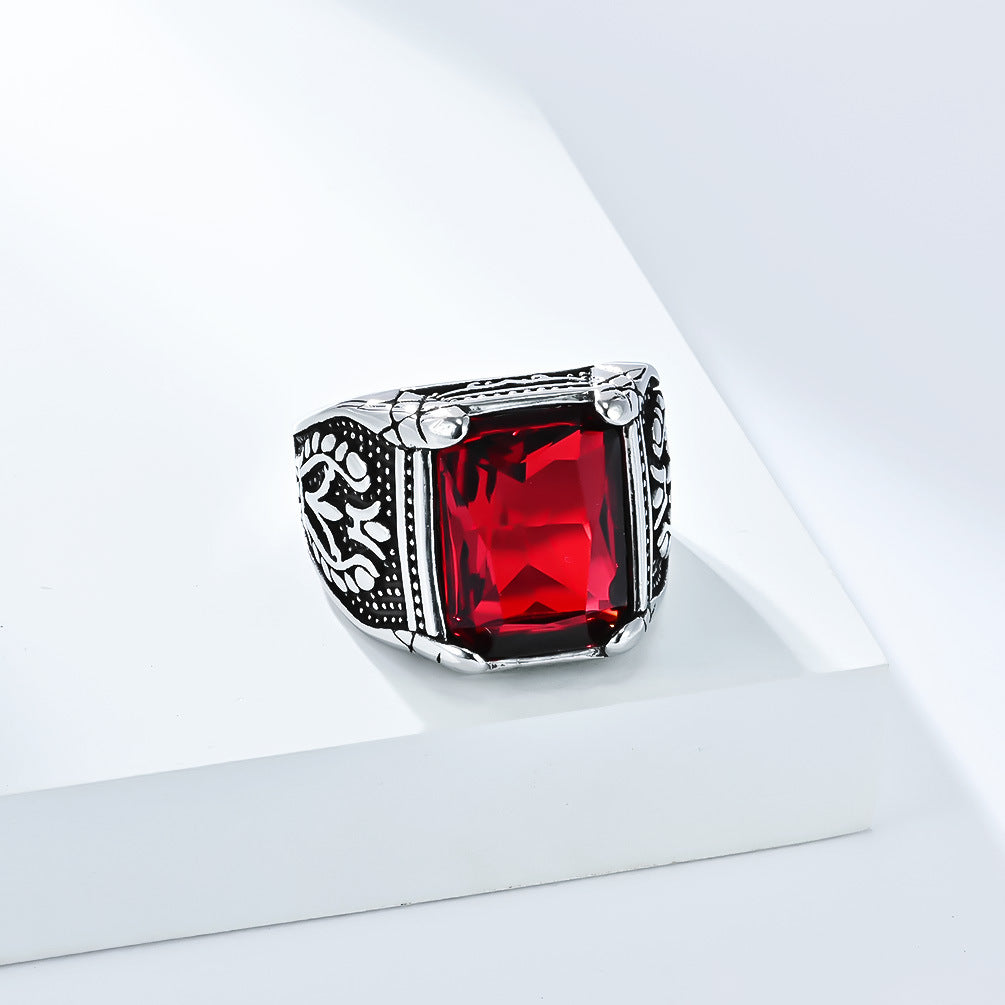Imitation Gemstone Ring – Vintage Men's Ring