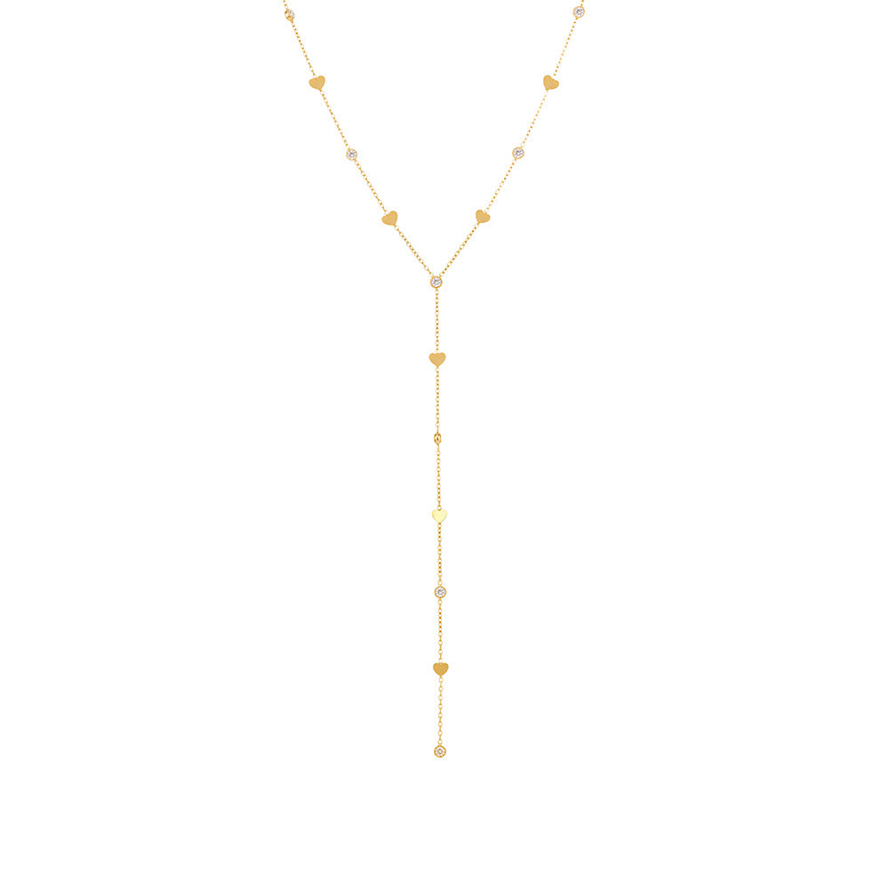 Planderful Little Love Zircon Y Tassel Necklace For Women
