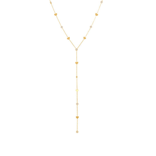 Planderful Little Love Zircon Y Tassel Necklace For Women