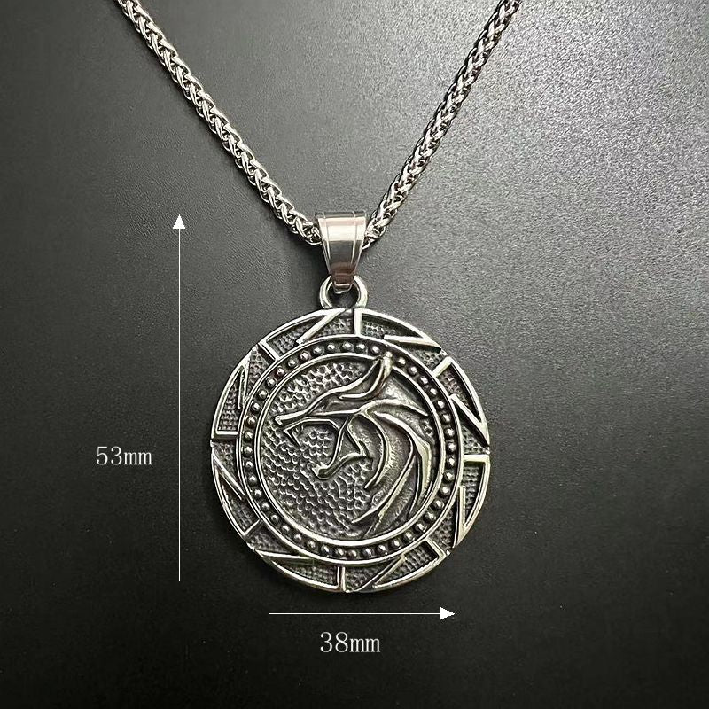 Viking Wolf Head Necklace Premium Titanium Steel Gold Plated Pendant Planderful Unisex Viking Jewelry