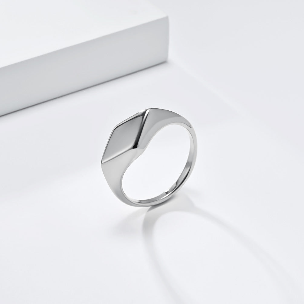 Planderful Rhombus Geometry Ring Titanium Steel Minimalist Design for Trendsetters Men Women