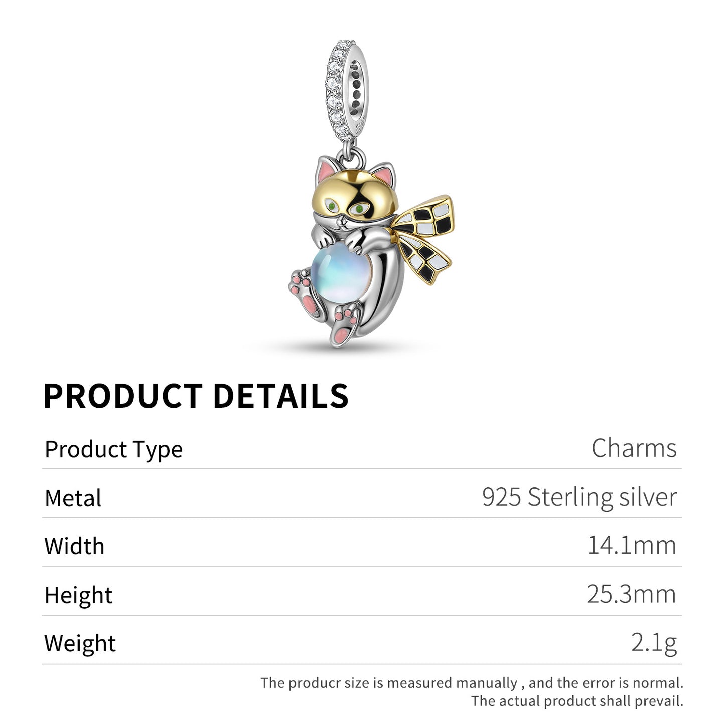 Planderful Jewelry Moonstone Pendant In Sterling Silver Monster Cat Bead Design Edition