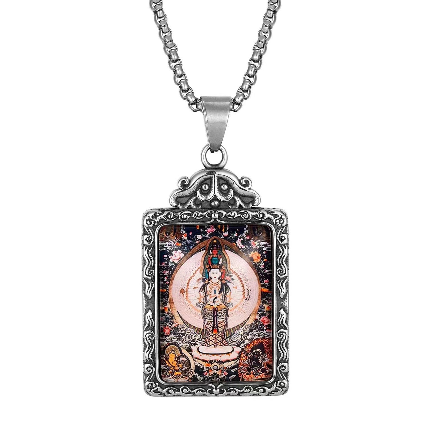 Zodiac Guardian Buddha Pendant For Men And Women By Planderful Titanium Steel Thangka Necklace With Premium Protection