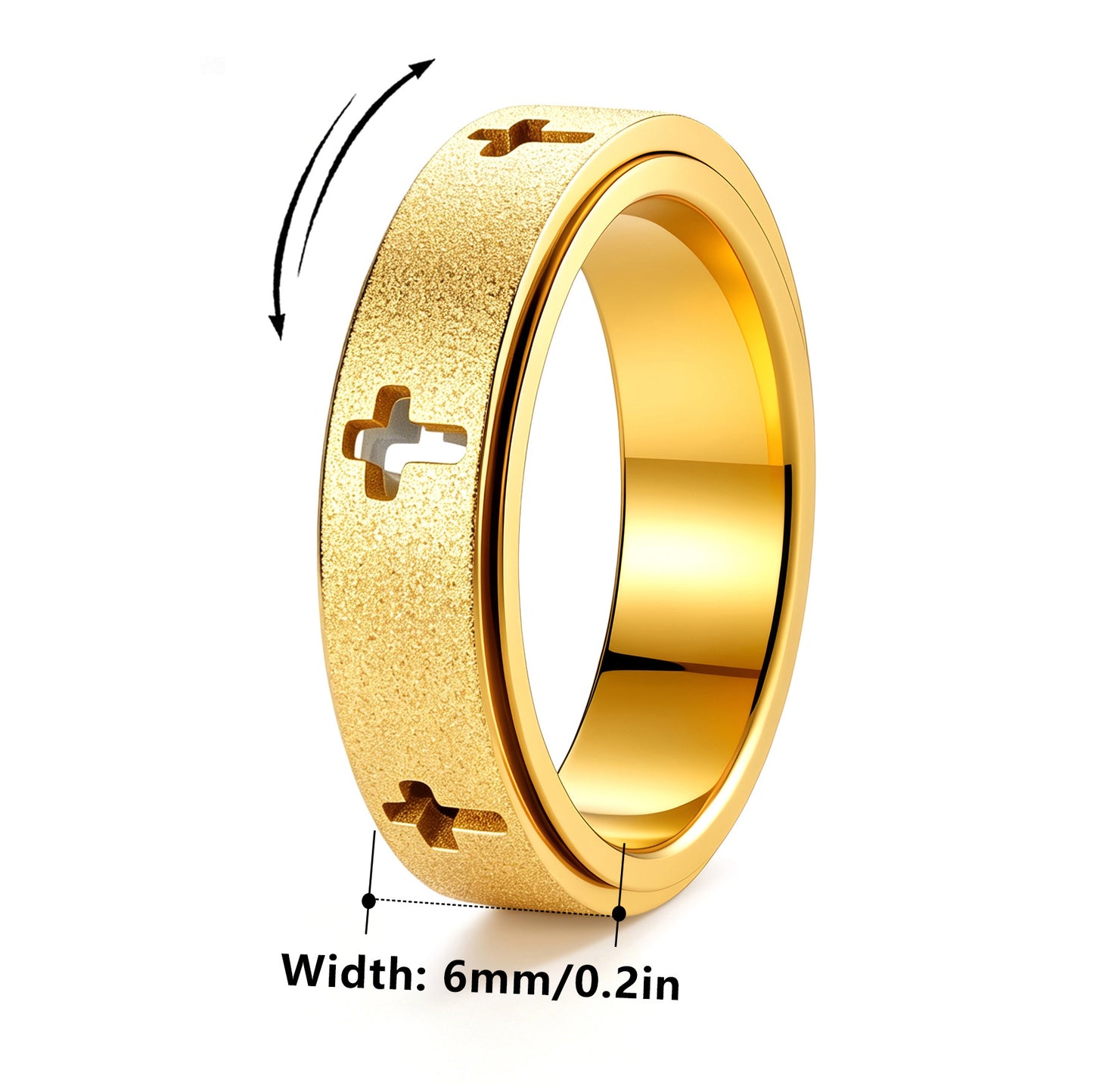 Planderful Everyday Genie Rotatable Matte Cross Ring for Unisex Anxiety Relief Decompression Ring