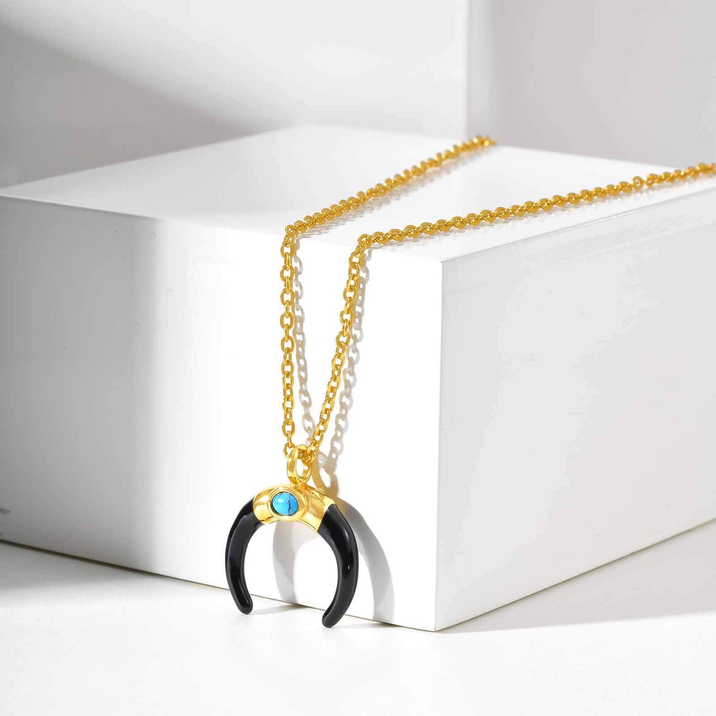 Planderful Stainless Moon Pendant Necklace Unisex Crescent