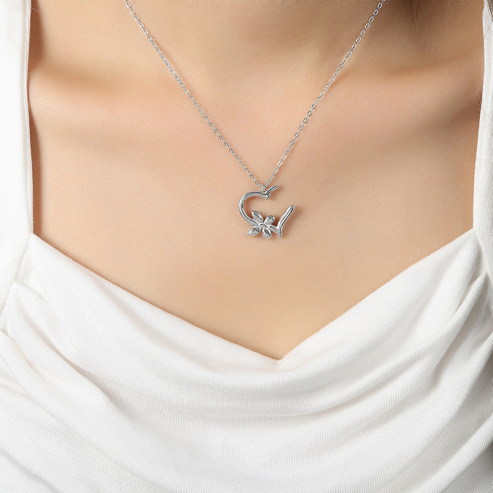 Heartfelt Titanium Steel Plated Japanese and Korean Minimalist Jewelry Set with Heart Pendant Necklace and Earrings