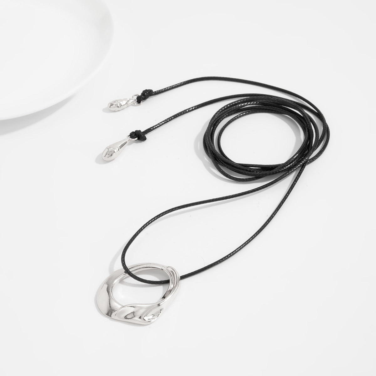 Teardrop & Ring Long Pendant Necklace