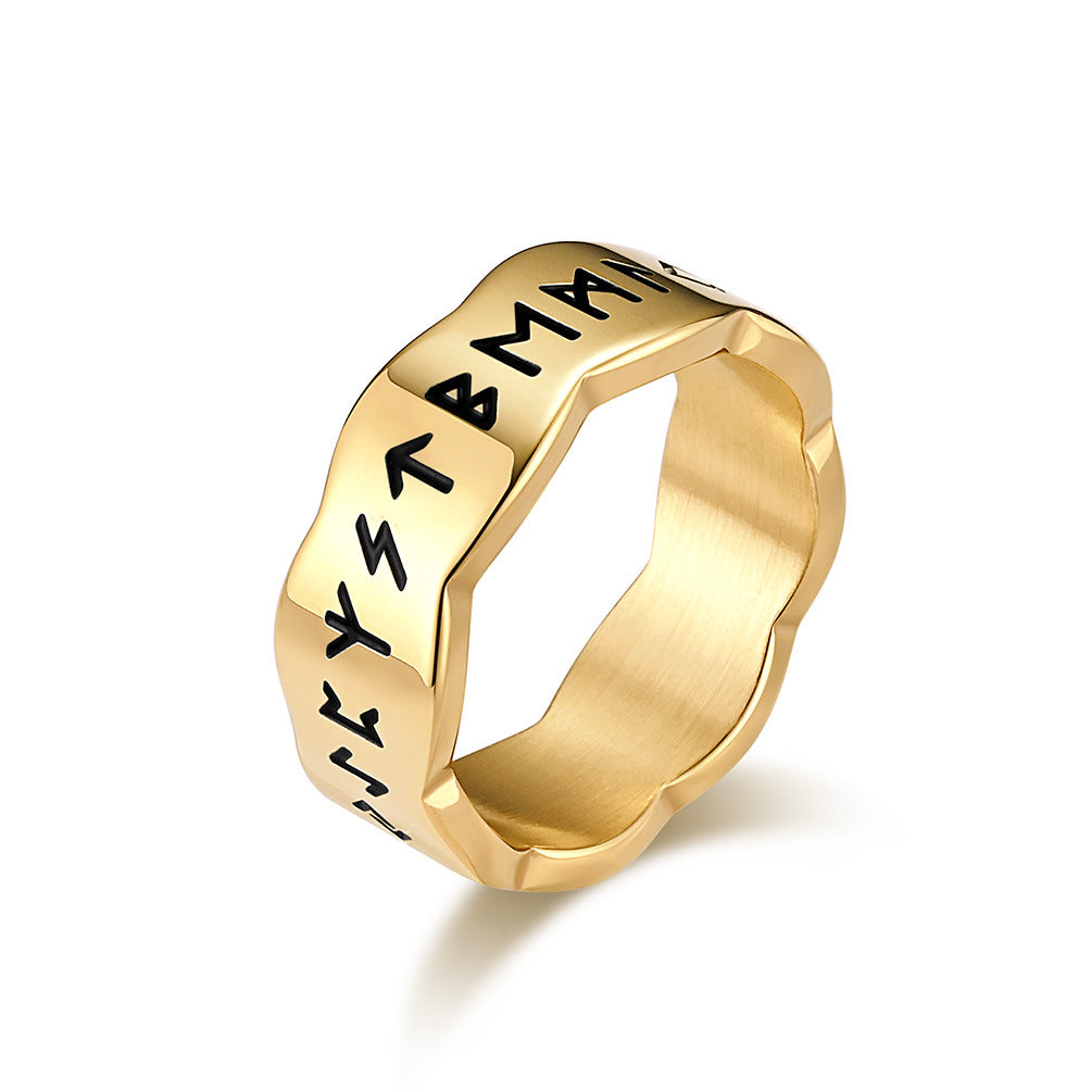 Planderful Viking Ring For Men Nordic Style Retro Titanium Steel Jewelry With Bold Cultural Appeal