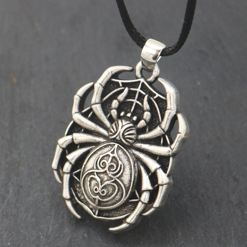 Planderful Mens Spider Necklace Retro Pendant Statement