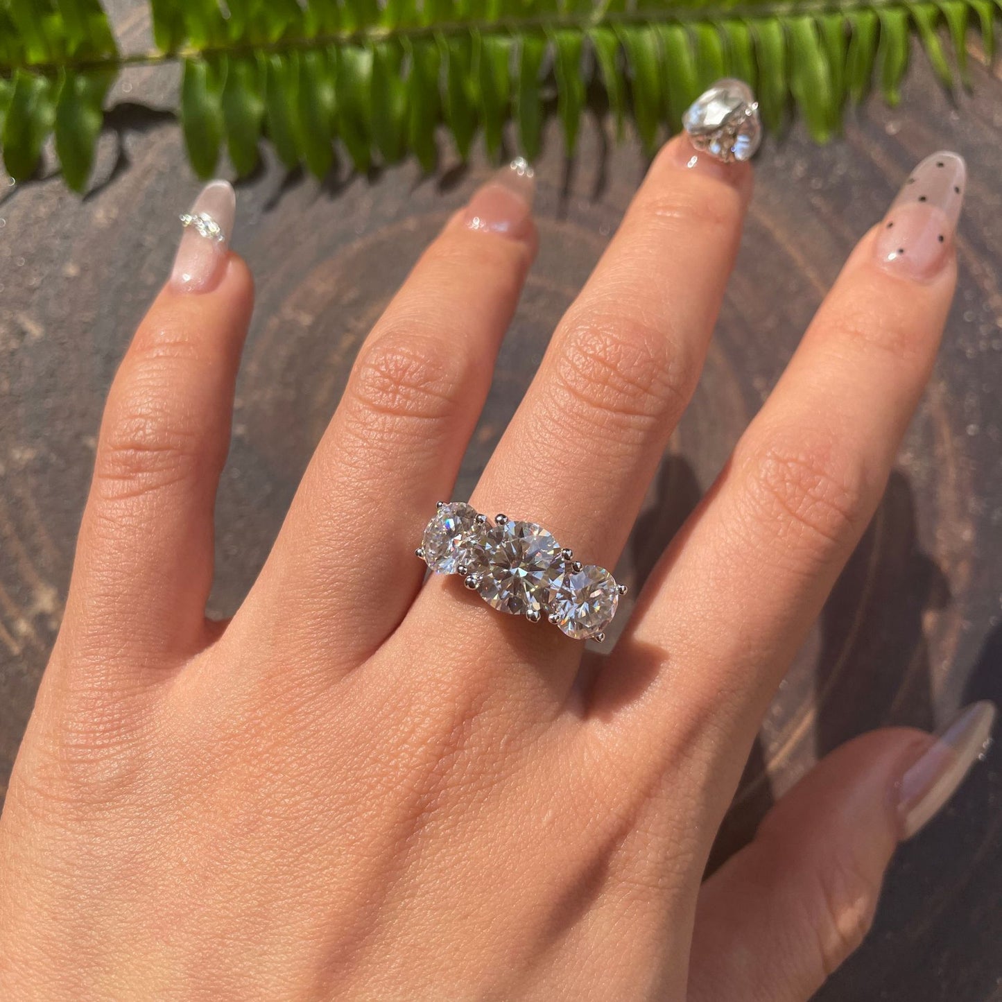 Cross-Border Amazon Moissanite 3 Carat Three Stone Ring