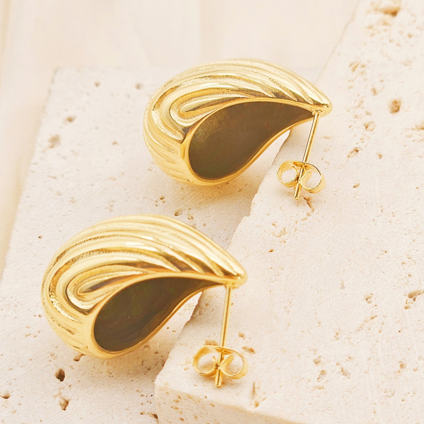 Planderful Stainless Steel Drop Earrings Striped Elegant European American Design For Modern Fashion Lovers
