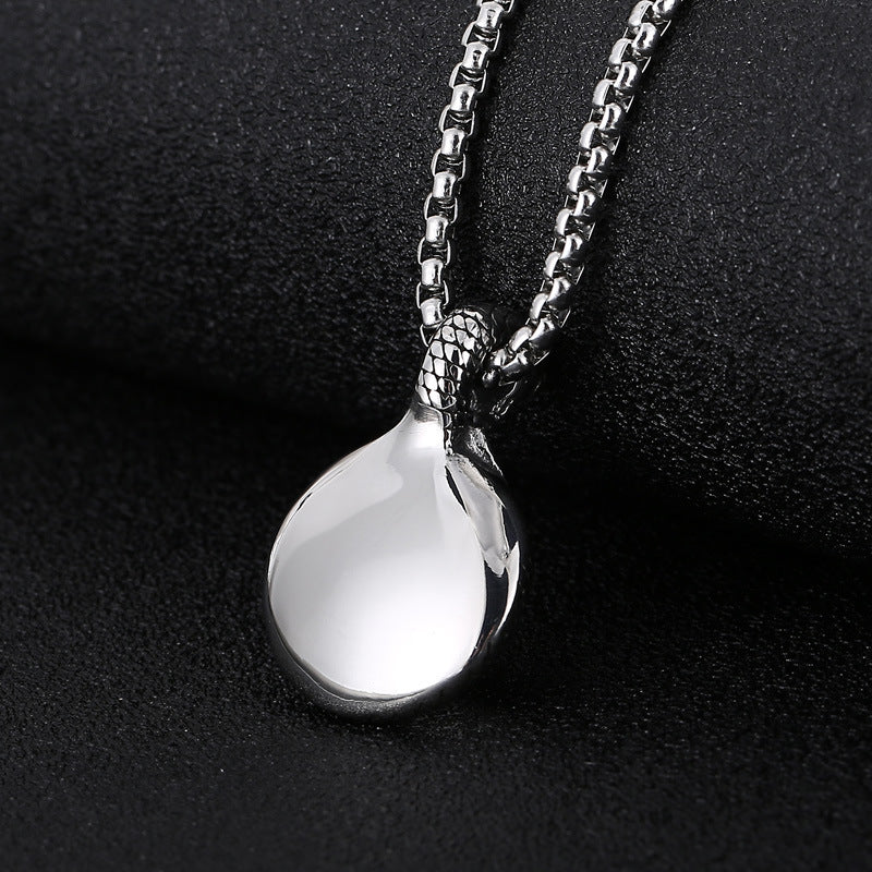 Trendy European and American Street Style Snake Inlaid Tiger's Eye Titanium Steel Men's Pendant
