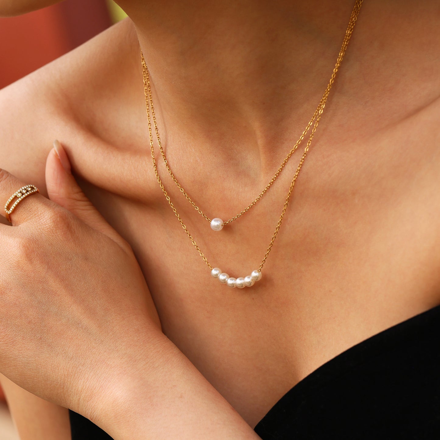 Planderful 18K Gold Plated Bead Collarbone Necklace Women